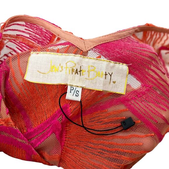 Jen's Pirate Booty Cover-Up Top Sheer Embroidered Pink Orange Size XS/Small - Picture 9 of 11
